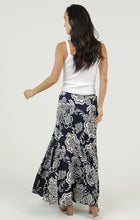 Printed Maxi Skirt Elastic Waist - Navy
