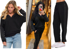 Ariella Slim Leg Contrast Pant In Scuba - Black