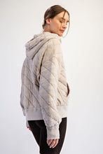 Mineral Washed Quilt Quarter Zip Hoodie - Beige Taupe or Black