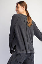 Mineral Washed Waffle Raglan Long Sleeve Top - Assorted Colors