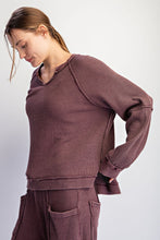 Mineral Washed Waffle Raglan Long Sleeve Top - Assorted Colors