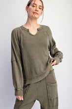 Mineral Washed Waffle Raglan Long Sleeve Top - Assorted Colors