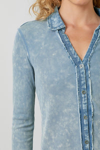 Washed Thermal Button Down Top - Assorted Colors
