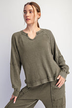 Mineral Washed Waffle Raglan Long Sleeve Top - Assorted Colors