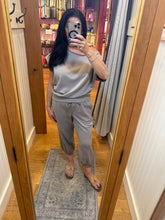 French Terry Cropped Jogger Pants - Aqua Splash or Stone Taupe