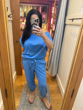 French Terry Cropped Jogger Pants - Aqua Splash or Stone Taupe