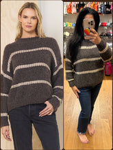 Vintage Havana Cool Brown Sweater W/ Mixed Media Stripe