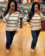 Lurex Striped Sweater - Cream/Blue or Cream/Mauve
