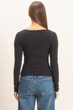 Lace Trim V-neck Top - Black