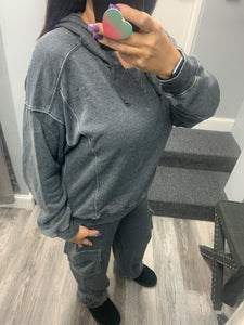 VINTAGE HAVANA CHARCOAL CASHMERE FLEECE HOODIE