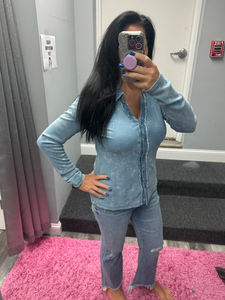 Washed Thermal Button Down Top - Assorted Colors