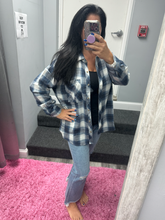 PLAID FLANNEL LONG SLEEVE BUTTON DOWN SHIRT - BLUE