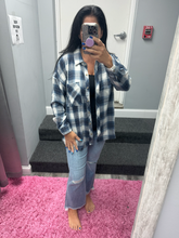 PLAID FLANNEL LONG SLEEVE BUTTON DOWN SHIRT - BLUE