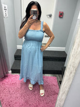 Smocked Maxi Dress - Blue or Light Blue