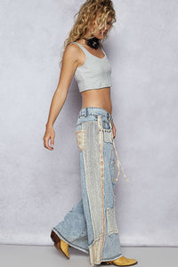 POL Designed in regular fit pants in denim with stud detail Denim