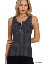 WASHED RIBBED SCOOP NECK TANK TOP - ASSORTED COLORS