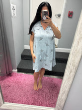 Mystree Eyelet Sleeve Embroidered Dress -  Pale Blue