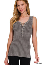 WASHED RIBBED SCOOP NECK TANK TOP - ASSORTED COLORS