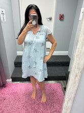 Mystree Eyelet Sleeve Embroidered Dress -  Pale Blue