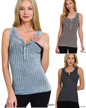 WASHED RIBBED SCOOP NECK TANK TOP - ASSORTED COLORS