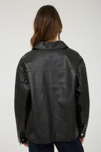 Washed Faux Leather Collared Zip-up Jacket - Black or Brown