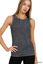 RIBBED SLEEVELESS TANK TOP WITH EXPOSED SEAM - ASSORTED COLORS