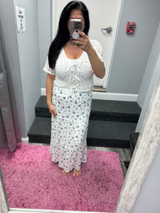 Floral Maxi Skirt - Blue