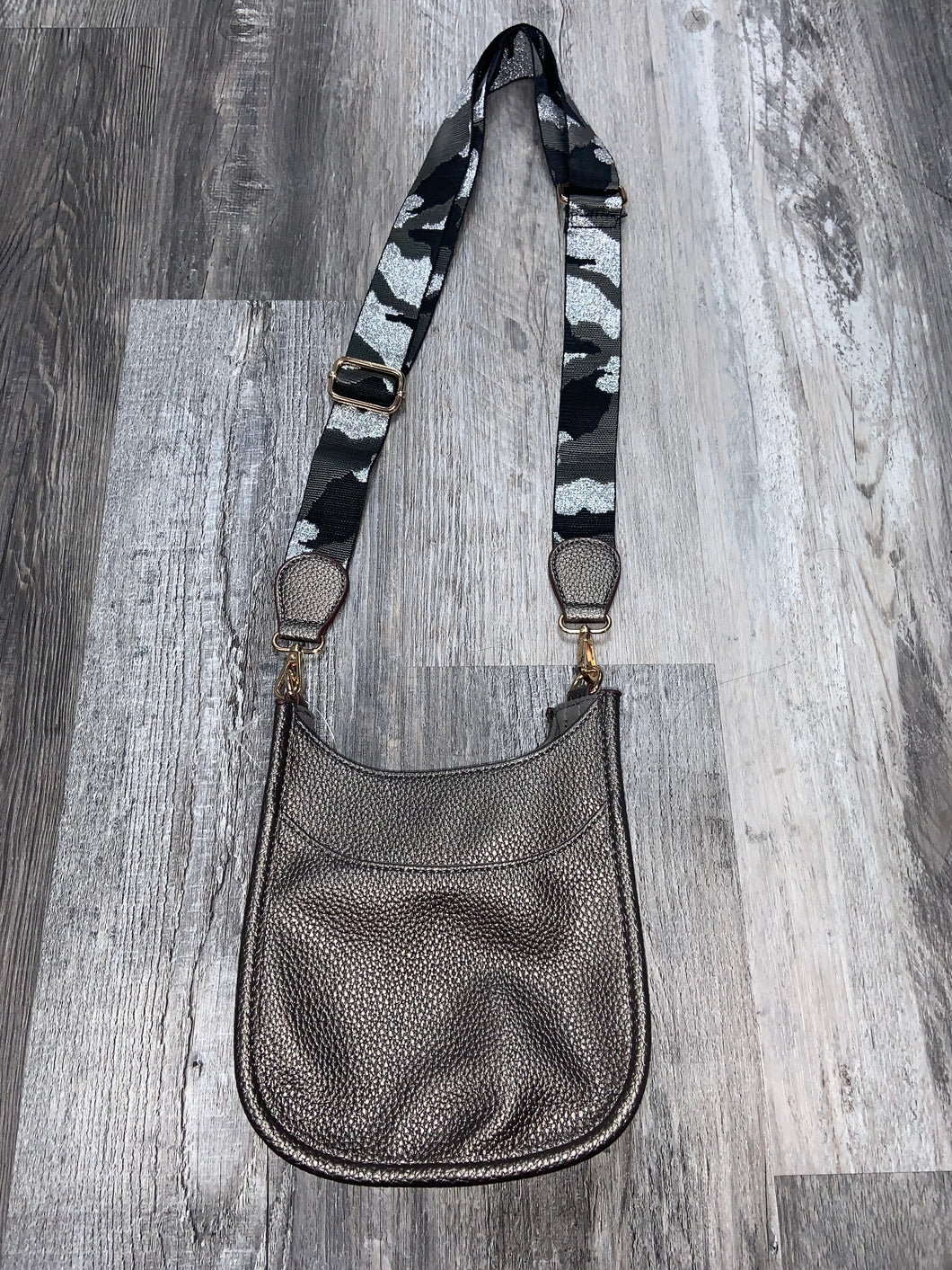 Mini Vegan Leather Crossbody Bag - Gunmetal