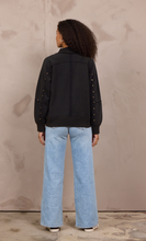 Vintage Havana Black Washed Garment Dye Studded Quarter Zip