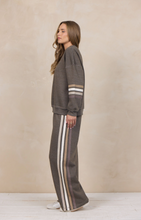 Vintage Havana Rust Brown W/ Tonal Brown Stripe Heather Fleece Mock eco