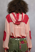 POL Open knit button down pocket hooded shirt top - Assorted Colors