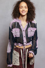 POL Open knit button down pocket hooded shirt top - Assorted Colors