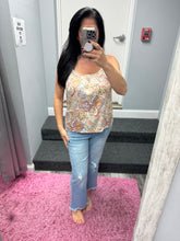 Boho Chic Satin Print Cami Top - Ivory or Rose Combo