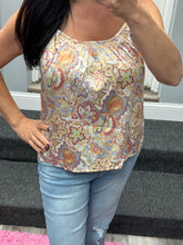 Boho Chic Satin Print Cami Top - Ivory or Rose Combo