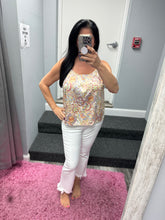 Boho Chic Satin Print Cami Top - Ivory or Rose Combo