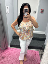 Boho Chic Satin Print Cami Top - Ivory or Rose Combo