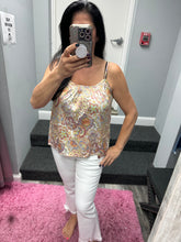 Boho Chic Satin Print Cami Top - Ivory or Rose Combo