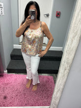 Boho Chic Satin Print Cami Top - Ivory or Rose Combo