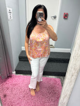 Boho Chic Satin Print Cami Top - Ivory or Rose Combo