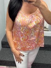 Boho Chic Satin Print Cami Top - Ivory or Rose Combo