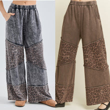 Mineralwashed Leopard Asymmetrical Tier Pants - Ashed Black or Ashed Brown