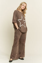 Mineral Washed Leopard Star Halfsleeve Top - Ashed Black or Ashed Oak