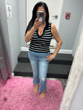 Ribbed V- Neck Tank Top - Black