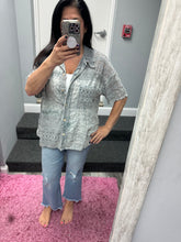 Mineral Washed Eyelet Lace Boho Summer Shacket -Natural or Silver Grey