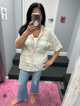 Mineral Washed Eyelet Lace Boho Summer Shacket -Natural or Silver Grey