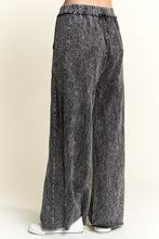 Mineral Wash Side Knit detail wide leg pants - Assorted Colors