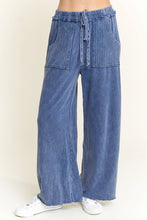 Mineral Wash Side Knit detail wide leg pants - Assorted Colors