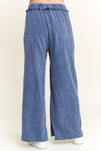 Mineral Wash Side Knit detail wide leg pants - Assorted Colors