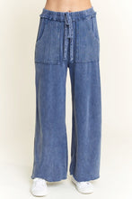 Mineral Wash Side Knit detail wide leg pants - Assorted Colors