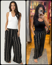 Printed Wide Leg Pants - Black